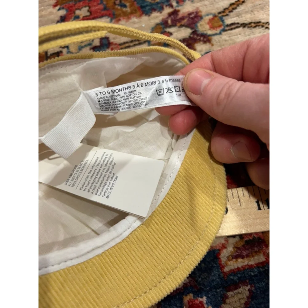 Janie and Jack Baby Yellow Corduroy Cap Hat 3–6 Months NWT